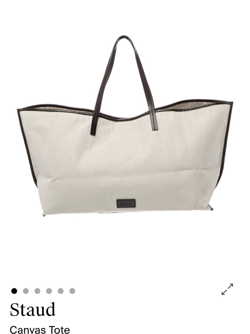 Brand new never used STAUD Cream Canvas Tote with Dark Brown leather Trim
